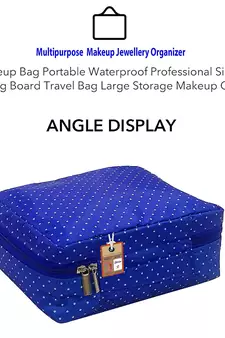 atorakushon ® Makeup Storage Box Cosmetic Vanity Necklace Travelling Wardrobe Organizer Jewellery Pouch for Women (Blue)
