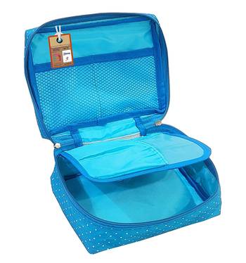 atorakushon ®Makeup Storage Box Cosmetic Vanity Necklace Travelling Wardrobe Organizer Jewellery Pouch for Women Skyblue 4