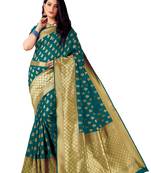 Buy Olive woven art silk saree saree with blouse
