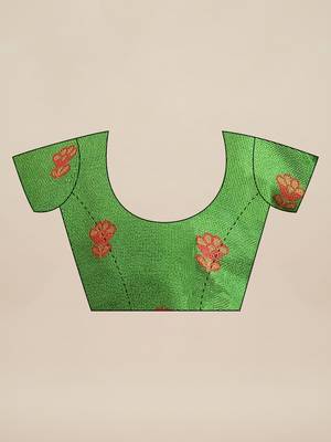 Green printed jute saree with blouse 3