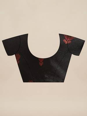 Black printed jute saree with blouse 3
