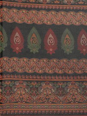Black printed jute saree with blouse 4