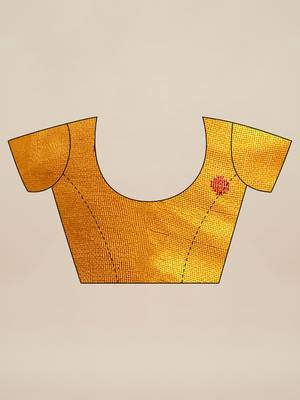 Mustard printed jute saree with blouse 3