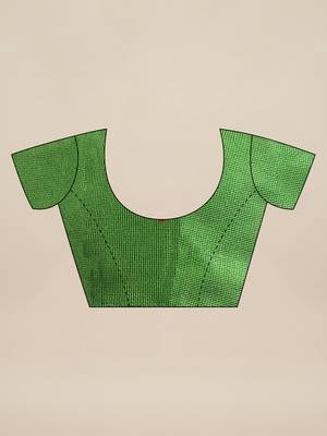 Green printed jute saree with blouse 3