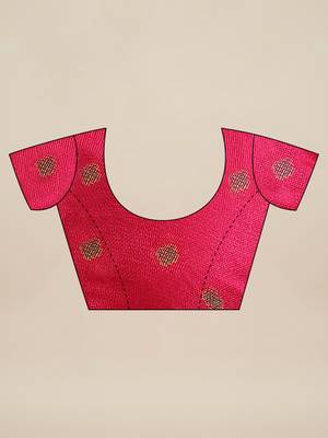 Pink printed jute saree with blouse 3