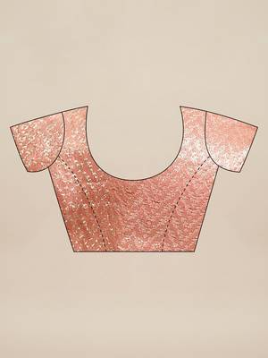Peach woven silk blend saree with blouse 3