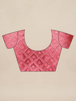 Pink plain net saree with blouse 3