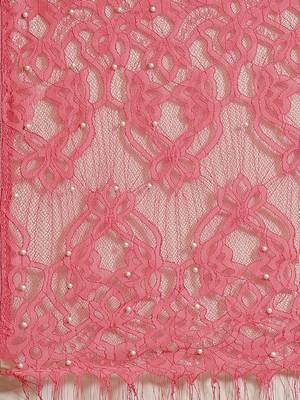 Pink plain net saree with blouse 4