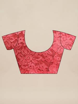 Pink plain net saree with blouse 3