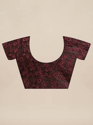 Wine plain net saree with blouse 3