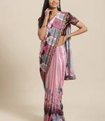 Multicolor printed crepe saree with blouse
