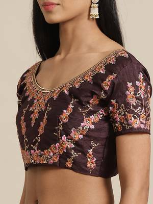Multicolor printed crepe saree with blouse 3