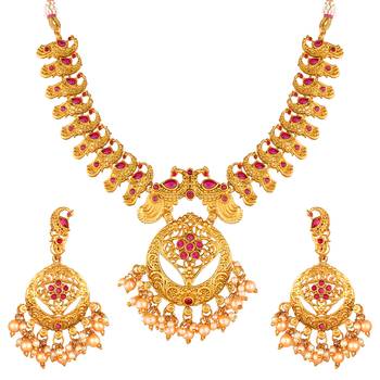 antique gold Alloy necklace sets 4