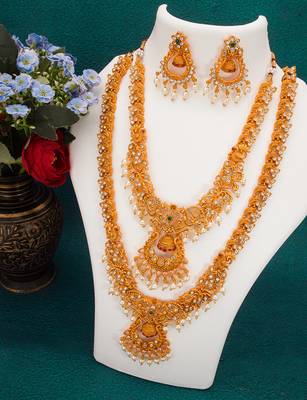 antique gold Alloy necklace sets 2