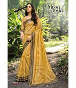 Golden chanderi sarees Traditional Saree with Contrast Border