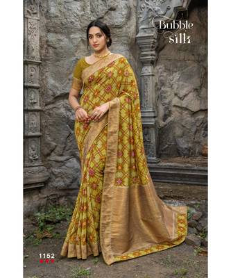 Green gadwal sarees Traditional Saree with Contrast Border 1