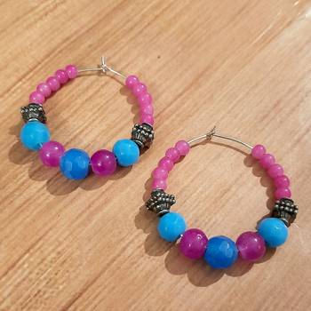 Pink agate hoops 1