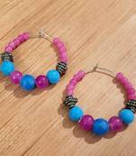 Pink agate hoops