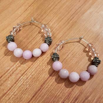 Pink agate hoops 1