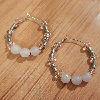 Pink agate hoops 1