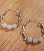 Pink agate hoops