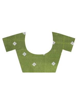 Green Printed Poly Silk Saree With Blouse 7