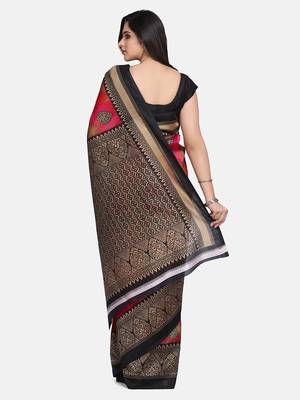 Multicolor Printed Silk Blend Saree With Blouse 4