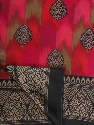 Multicolor Printed Silk Blend Saree With Blouse 5