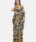 Black printed georgette saree with blouse