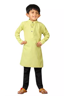Kids Yellow Kurta Pyjama Set For Boys