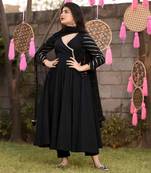 Black plain viscose rayon ethnic-kurtis