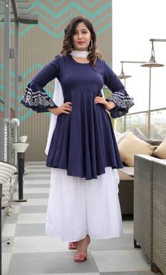 White plain viscose rayon ethnic-kurtis 1