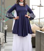 White plain viscose rayon ethnic-kurtis