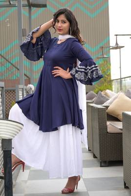 White plain viscose rayon ethnic-kurtis 3