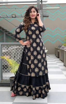Black printed viscose rayon ethnic-kurtis 2