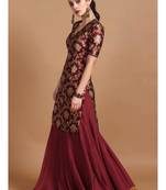 Maroon printed viscose rayon ethnic-kurtis