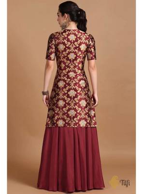 Maroon printed viscose rayon ethnic-kurtis 2