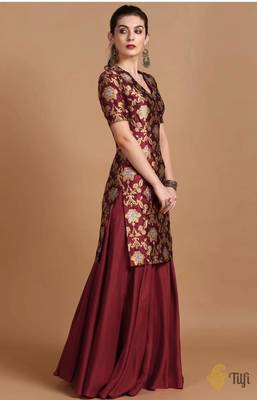 Maroon printed viscose rayon ethnic-kurtis 4