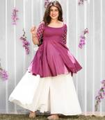 Maroon plain viscose rayon ethnic-kurtis