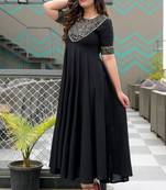 Black printed viscose rayon ethnic-kurtis