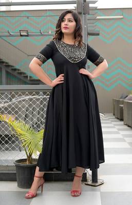 Black printed viscose rayon ethnic-kurtis 2