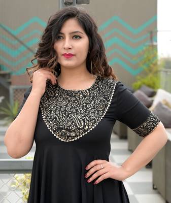 Black printed viscose rayon ethnic-kurtis 3