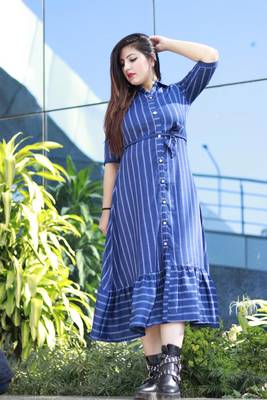 Blue printed viscose rayon ethnic-kurtis 1
