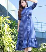 Blue printed viscose rayon ethnic-kurtis