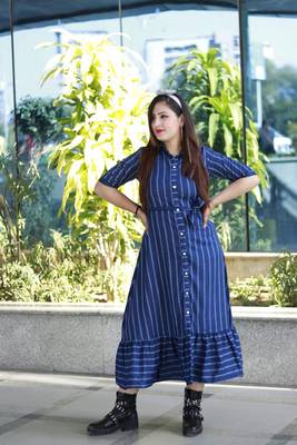 Blue printed viscose rayon ethnic-kurtis 3
