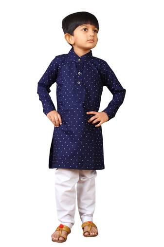 Kids Blue Kurta Pyjama Set For Boys 