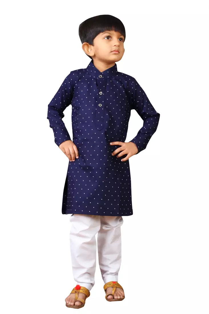 Kids Blue Kurta Pyjama Set For Boys 