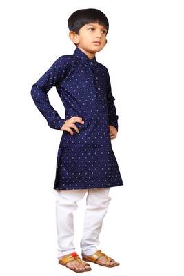 Kids Blue Kurta Pyjama Set For Boys  2