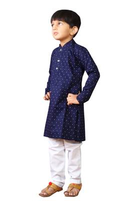 Kids Blue Kurta Pyjama Set For Boys  3