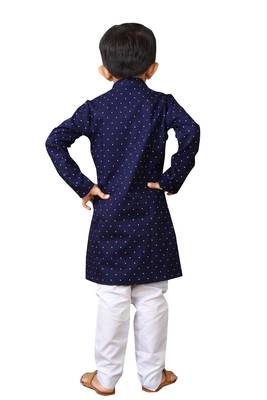 Kids Blue Kurta Pyjama Set For Boys  4